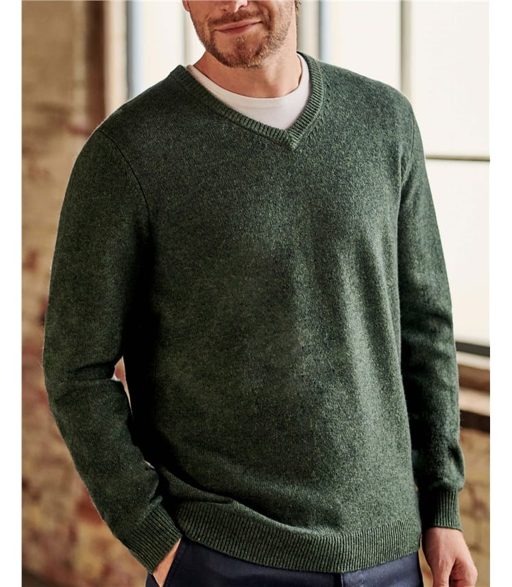 Mens Lambswool V Neck Jumper