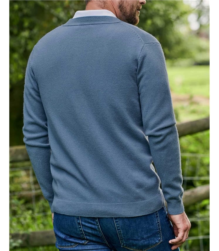 Mens Lambswool V Neck Cardigan