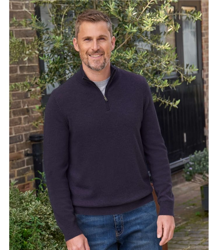 Pull à encolure zippée - Homme - Cachemire & Mérinos