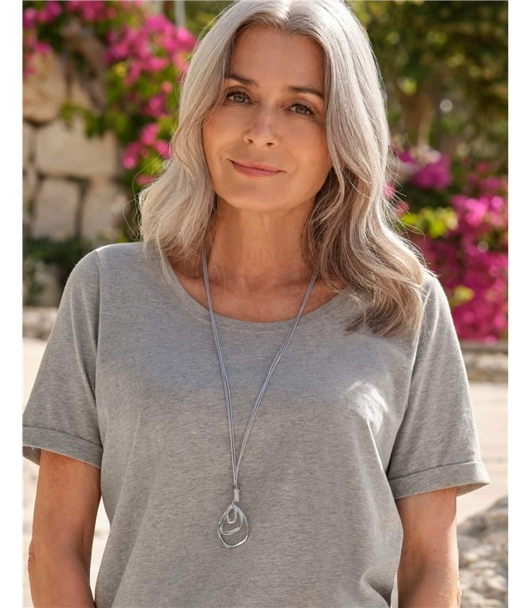 Grey Marl Organic Cotton Scoop Neck Top Woolovers Us 