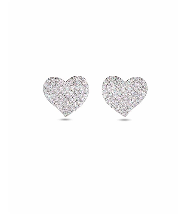Silver | Sparkle Heart Pendant & Earring Set | WoolOvers UK