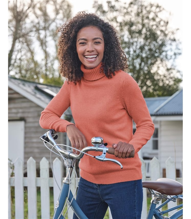 Rollkragenpullover aus Lammwolle für Damen