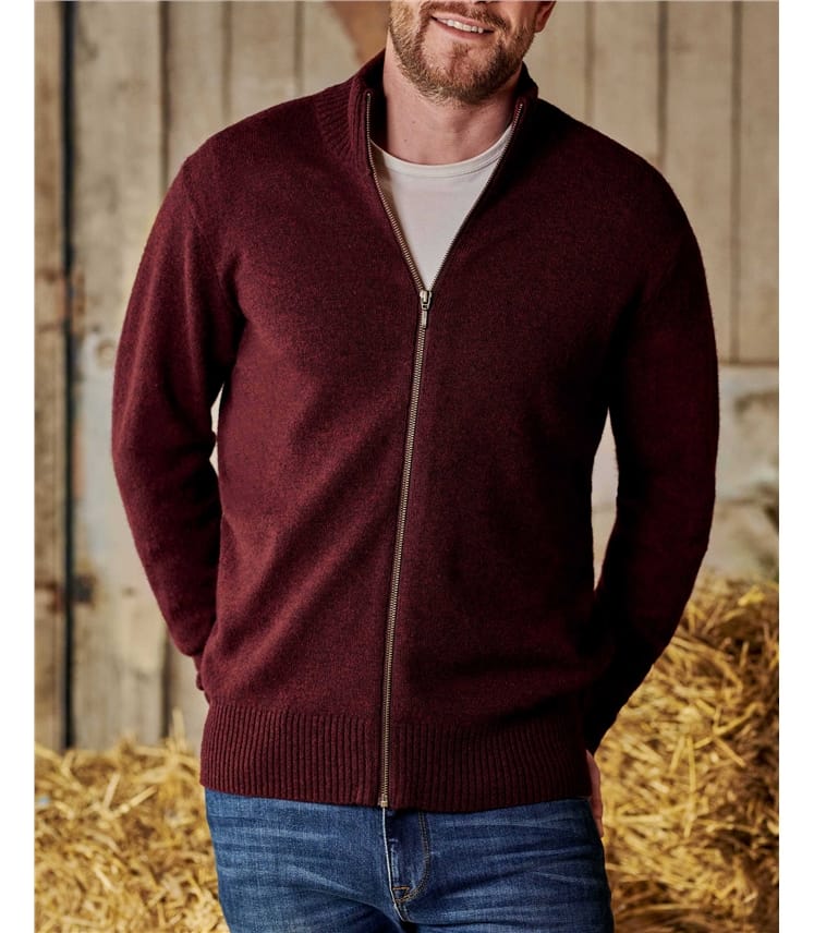 Mens Lambswool Lincoln Zipper Cardigan