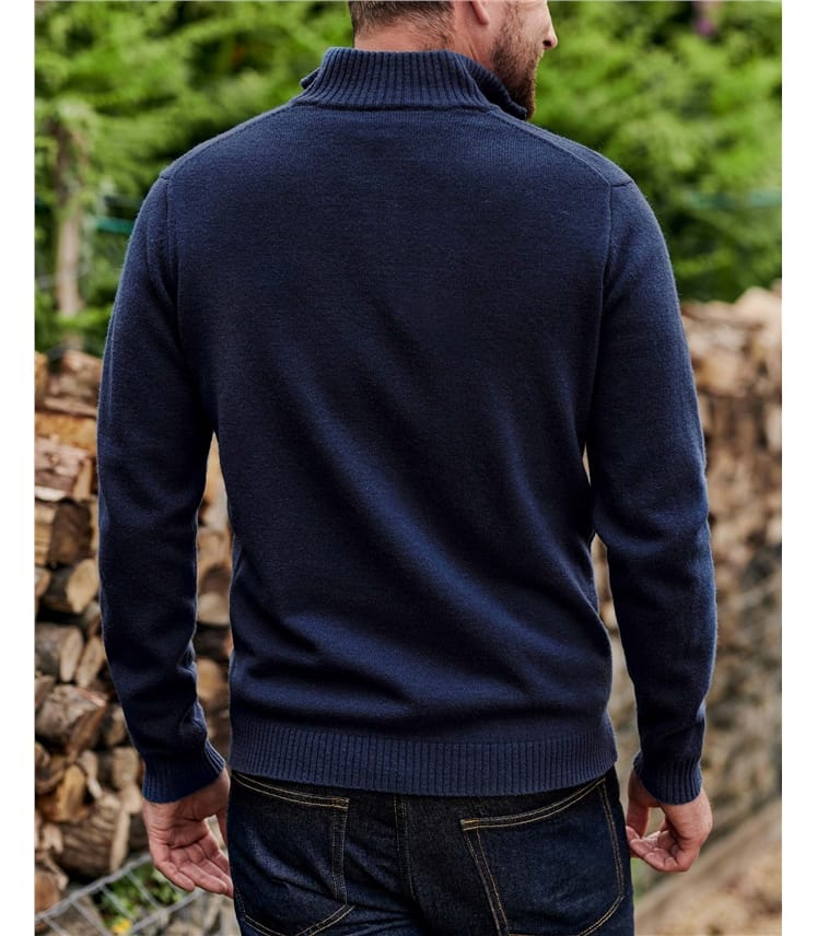 Pullover mit kurzem Reißverschluss aus Lammwolle für Herren