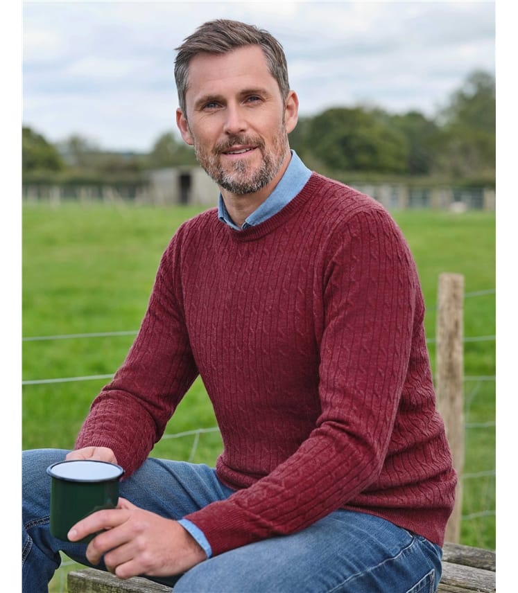 Pull Homme QIXING En Tricot Torsadé Col Rond - Épais, Chaud, Manches Longues, Bord Côtelé, Couleurs Unies