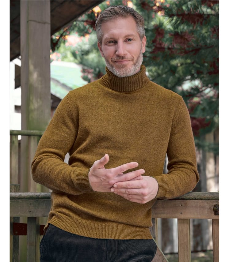 Mens Lambswool Polo Neck Jumper