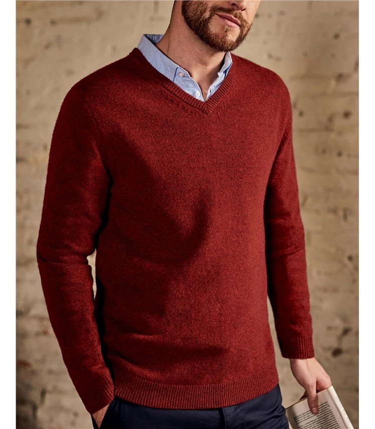 Mens Lambswool V Neck Jumper