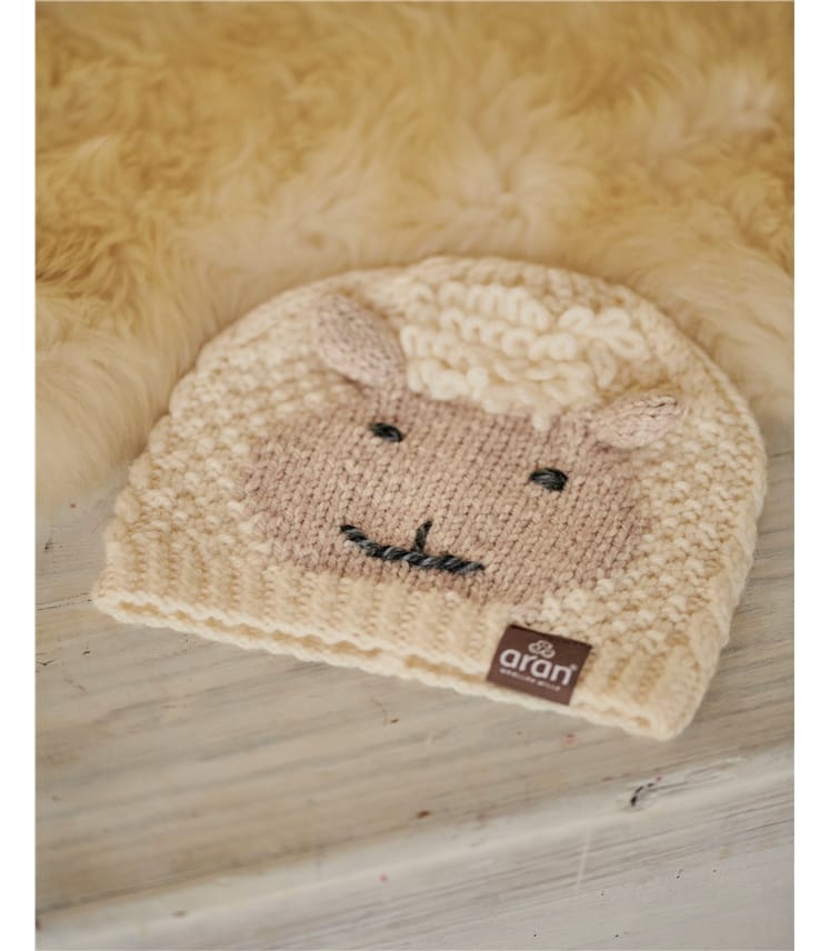 Bonnet motif mouton pour bébé - Pur Mérinos