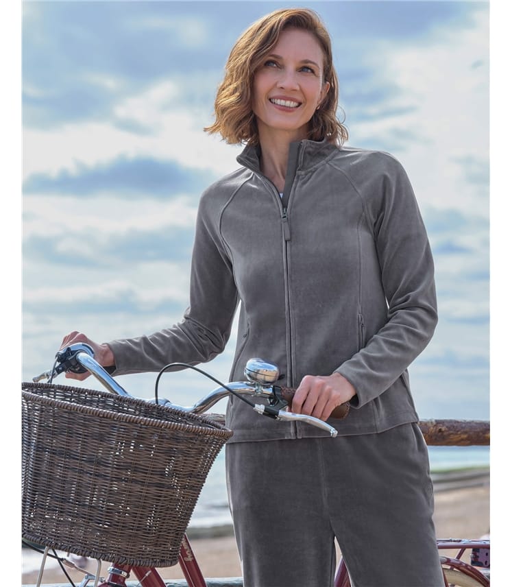 Placid Velour Zip Through Jumper