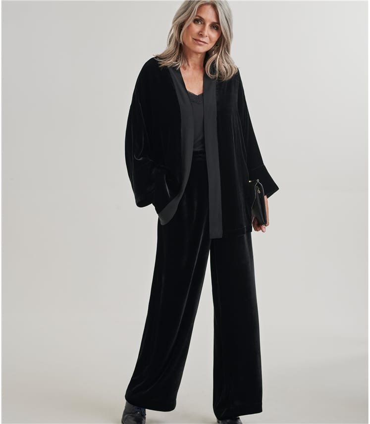 black velvet wide leg pants