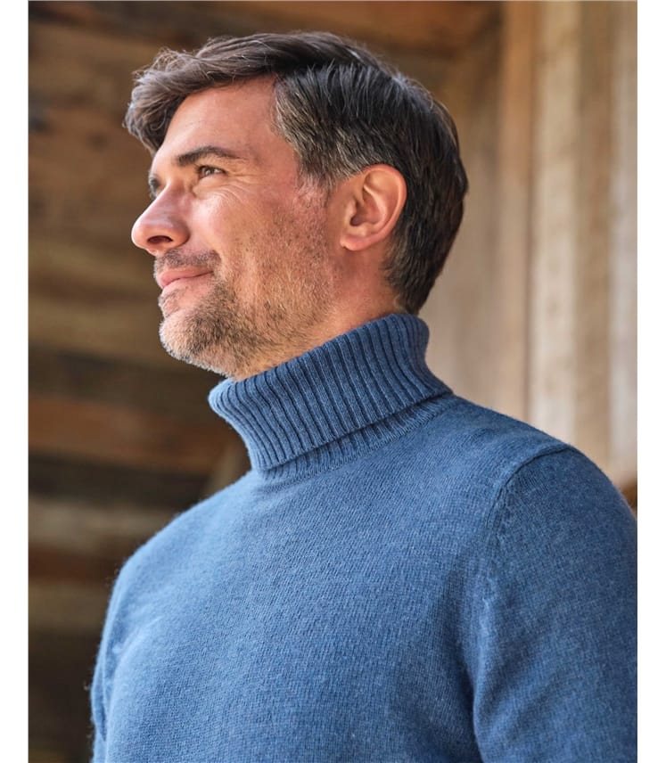 Mens Lambswool Polo Neck Jumper