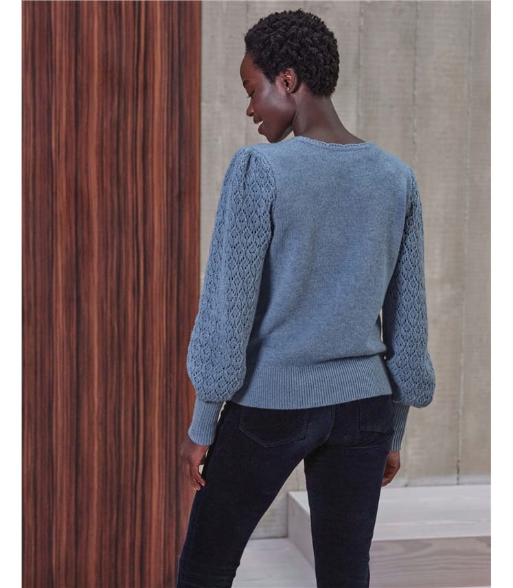 Wool Cashmere Lacy Sleeve Sweater