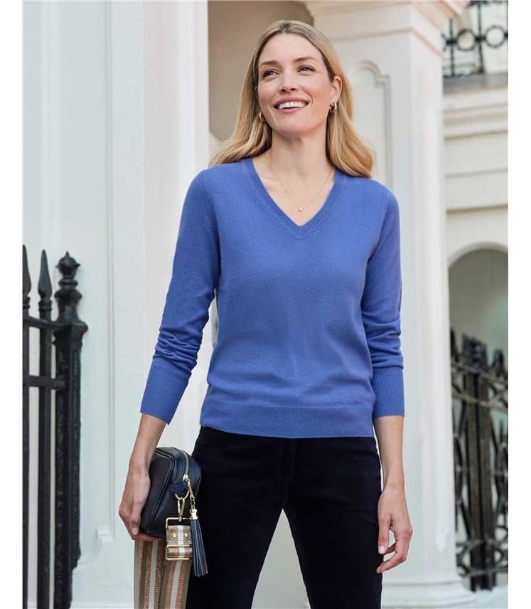 Kaschmirpullover mit V-Ausschnitt