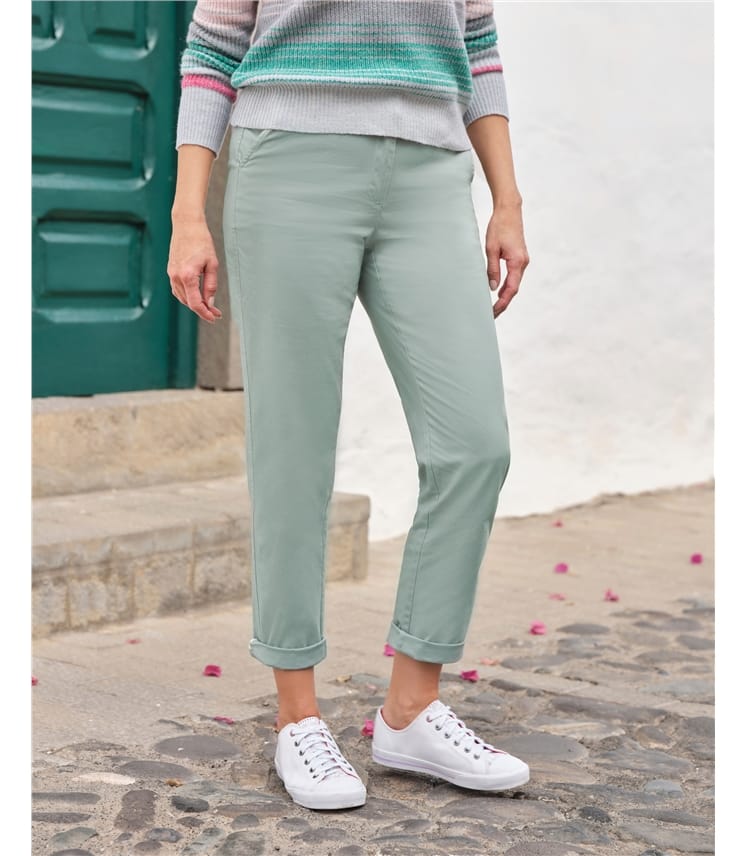 Pantalon chino bleu femme hot sale