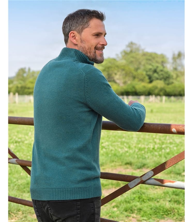 Pull à encolure zippée - Homme -Laine d’agneau certifiée 100% RWS