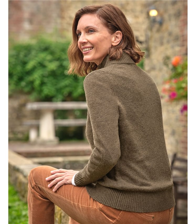 Strickjacke mit Reißverschluss aus Lammwolle für Damen