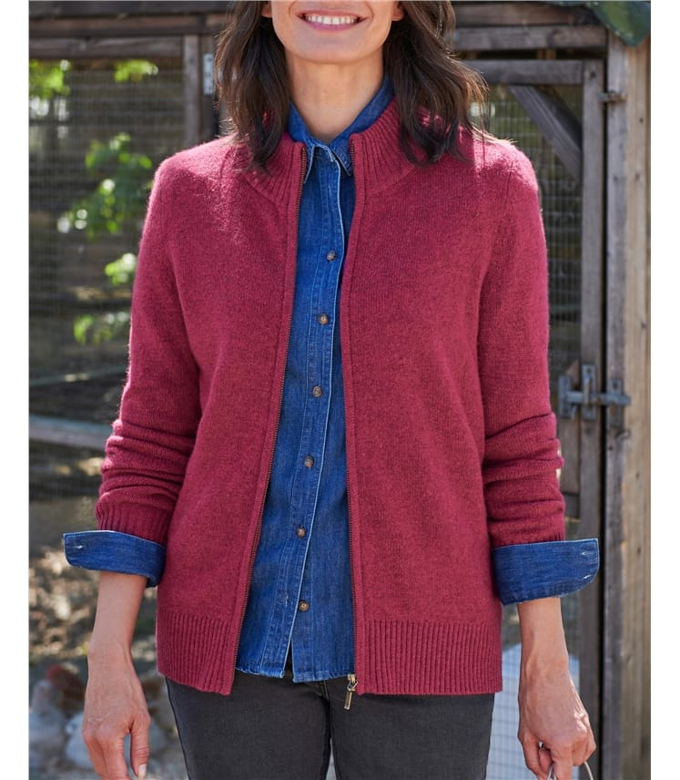 Lambswool Zip Thru Cardigan