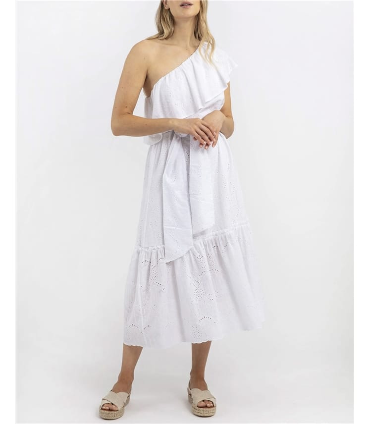 Carmen – Kleid aus Bio-Baumwolle mit Lochstickerei