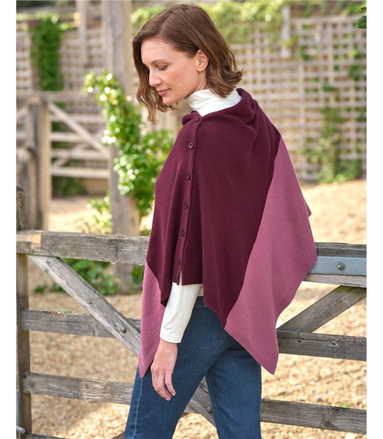 Poncho mit Knöpfen aus Kaschmir & Merinowolle
