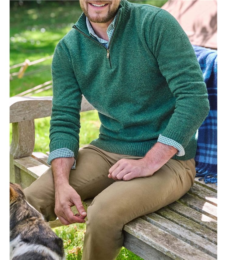 Pull à encolure zippée - Homme -Laine d’agneau certifiée 100% RWS
