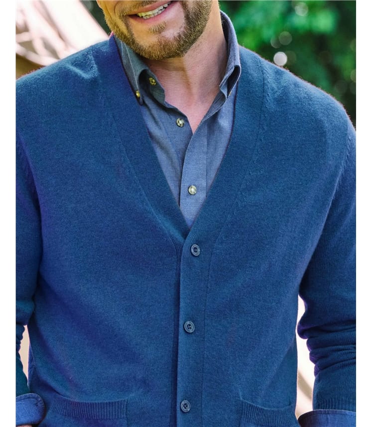 Strickjacke mit V-Ausschnitt aus Merinowolle und Kaschmir für Herren