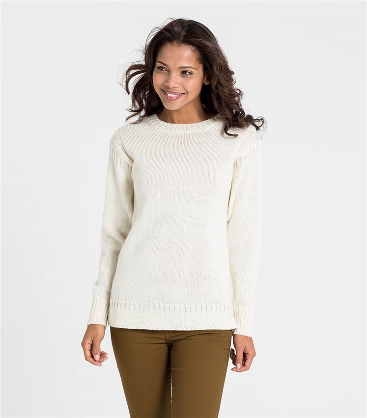 Cream Womens Pure Wool Guernsey Jumper WoolOvers AU