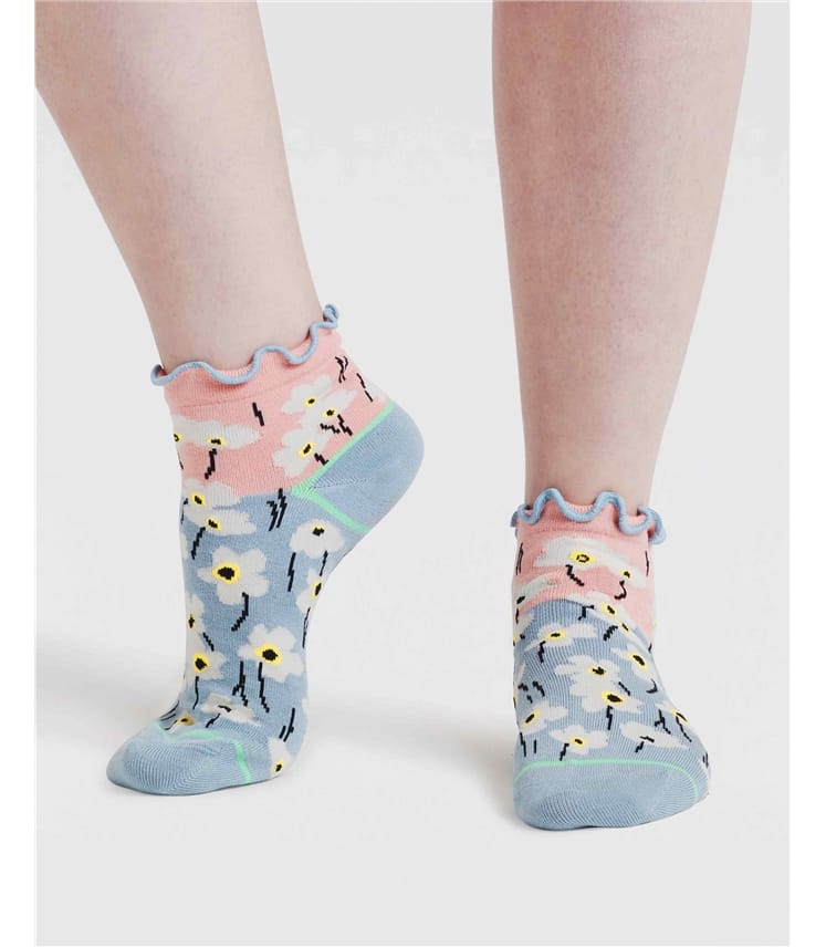 Elora Floral chaussettes à chevilles en bambou à franges florales