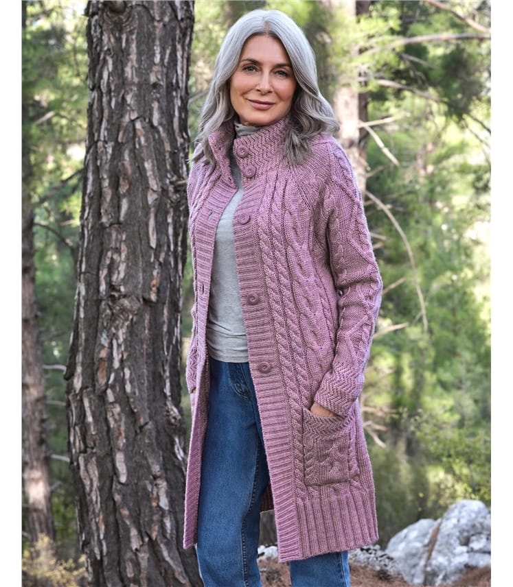 SAOL Cardigan Homme 100% Laine Mérinos Tricot Aran - Fermeture Éclair, Poches, Chaleur Hiver Irlandais