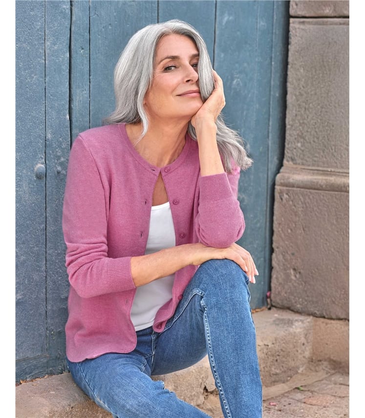 Cardigan classique à col rond - Femme - Cachemire & Mérinos