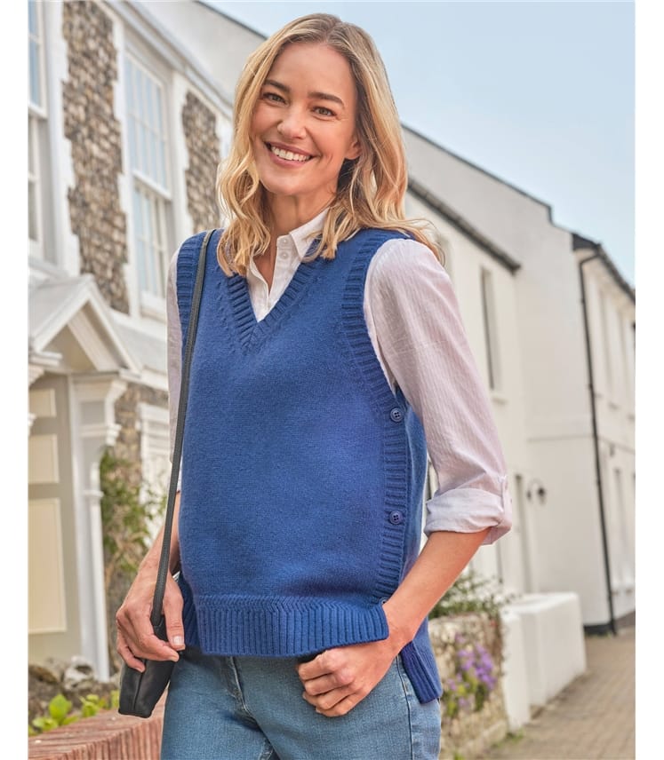 V Neck Tank With Buttons