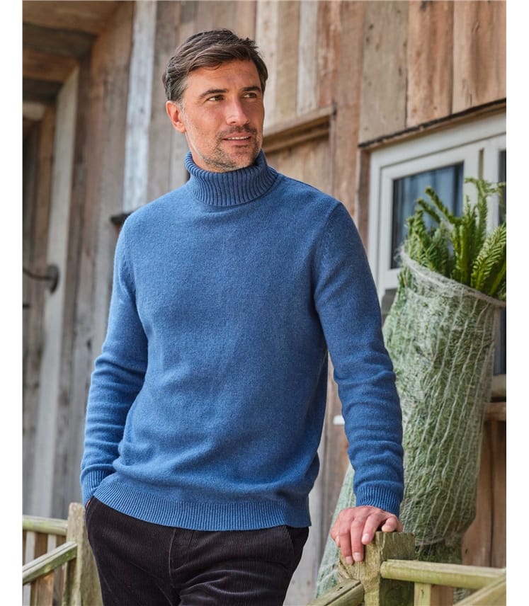 Mens Lambswool Polo Neck Jumper