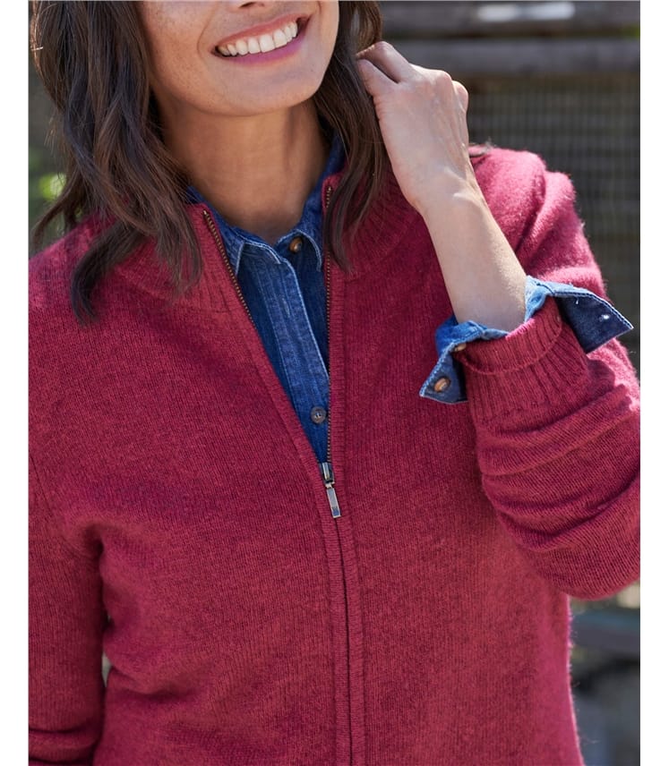 Lambswool Zip Thru Cardigan