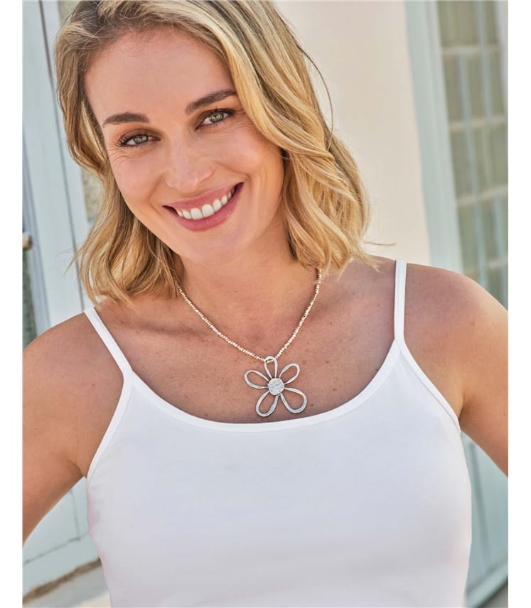Silver Plated Flower Necklace