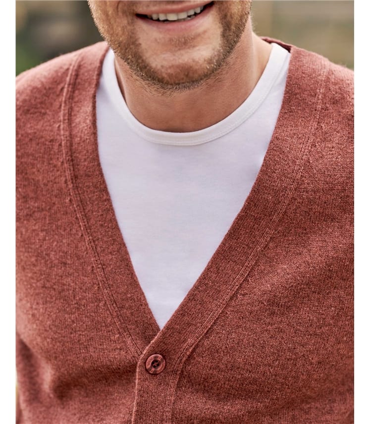 Mens Lambswool V Neck Cardigan