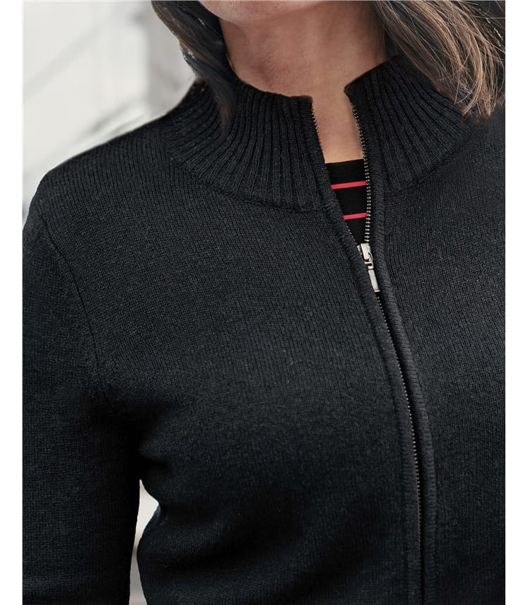 Lambswool Zip Thru Cardigan