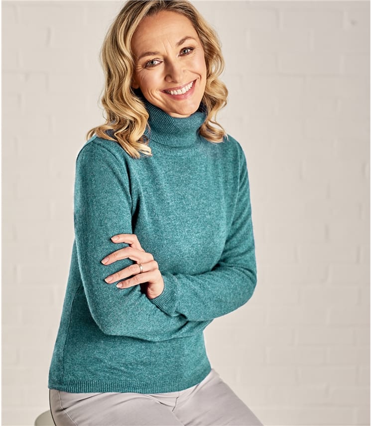 Mint | Womens Cashmere & Merino Fitted Polo Neck Knitted Jumper ...