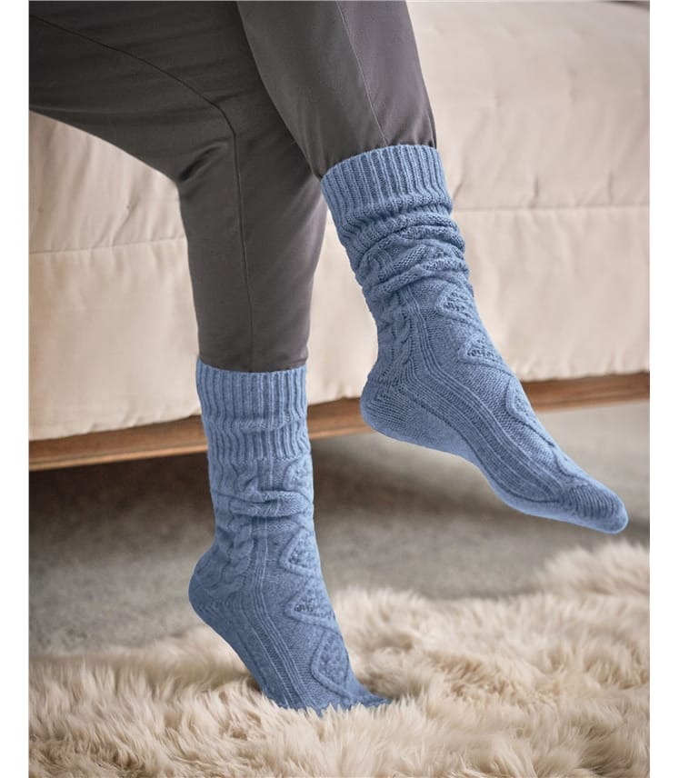 Womens Lambswool Cable Sock