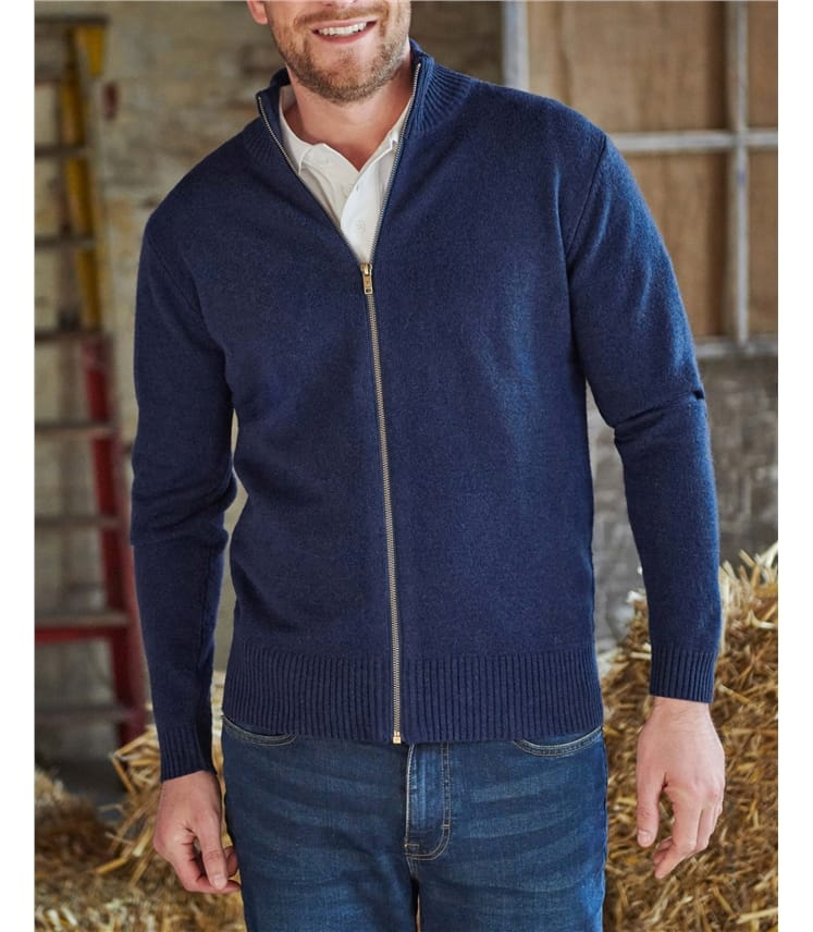 Mens Lambswool Lincoln Zipper Cardigan