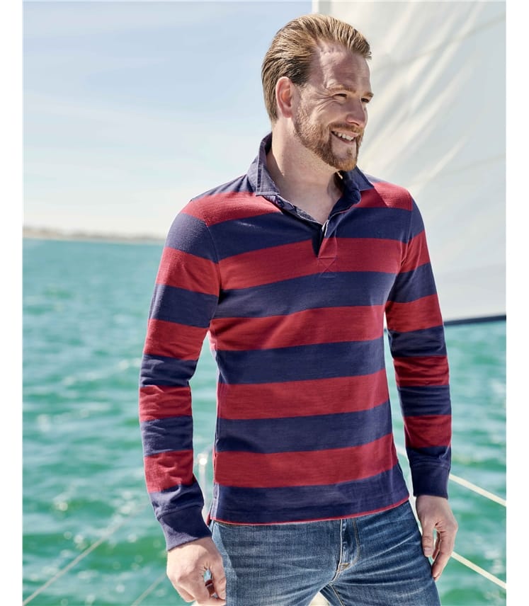 Burgundy Navy | Organic Cotton Rugby Shirt | WoolOvers AU