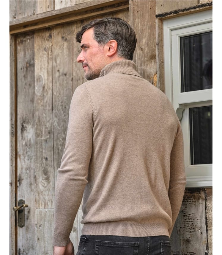 Cashmere and Merino Polo Neck Jumper