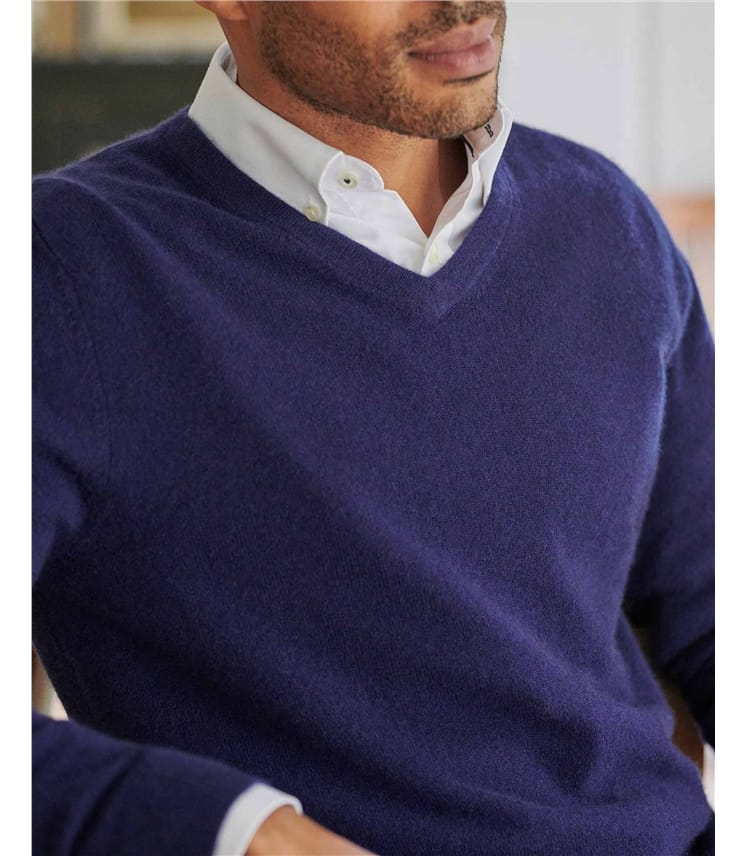 Mens Pure Cashmere V Neck