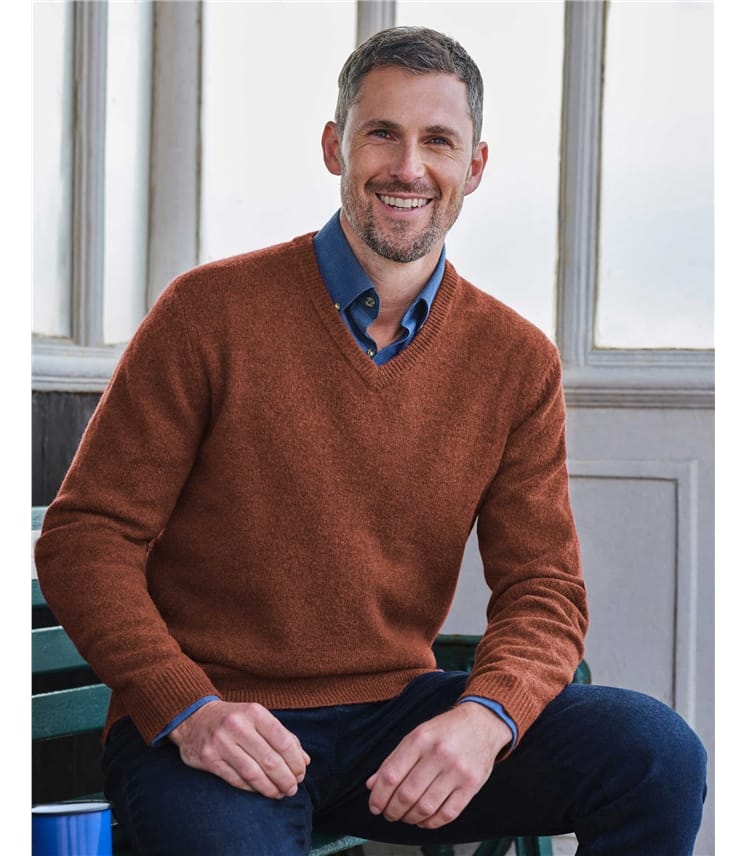 Mens Lambswool V Neck Jumper