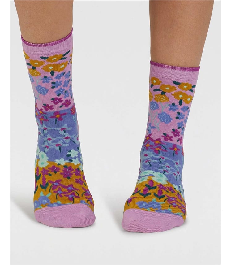 Socken aus Bio-Baumwolle, geblümt – Marguerite
