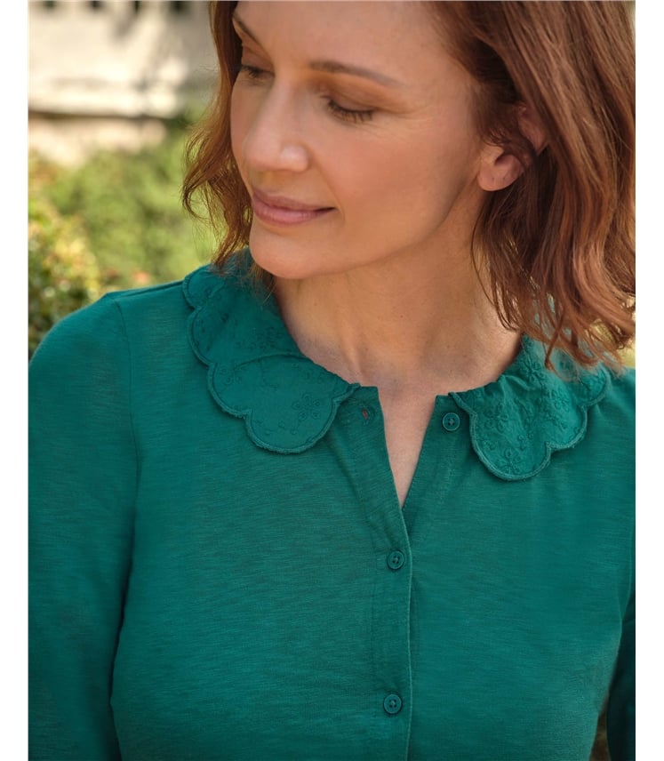 Top en jersey à collier pétale