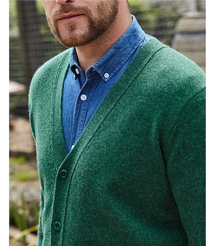 Strickjacke mit V-Ausschnitt aus Lammwolle für Herren