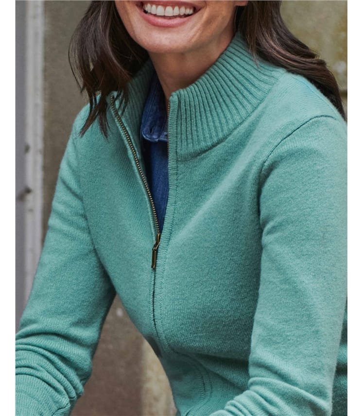 Lambswool Zip Thru Cardigan