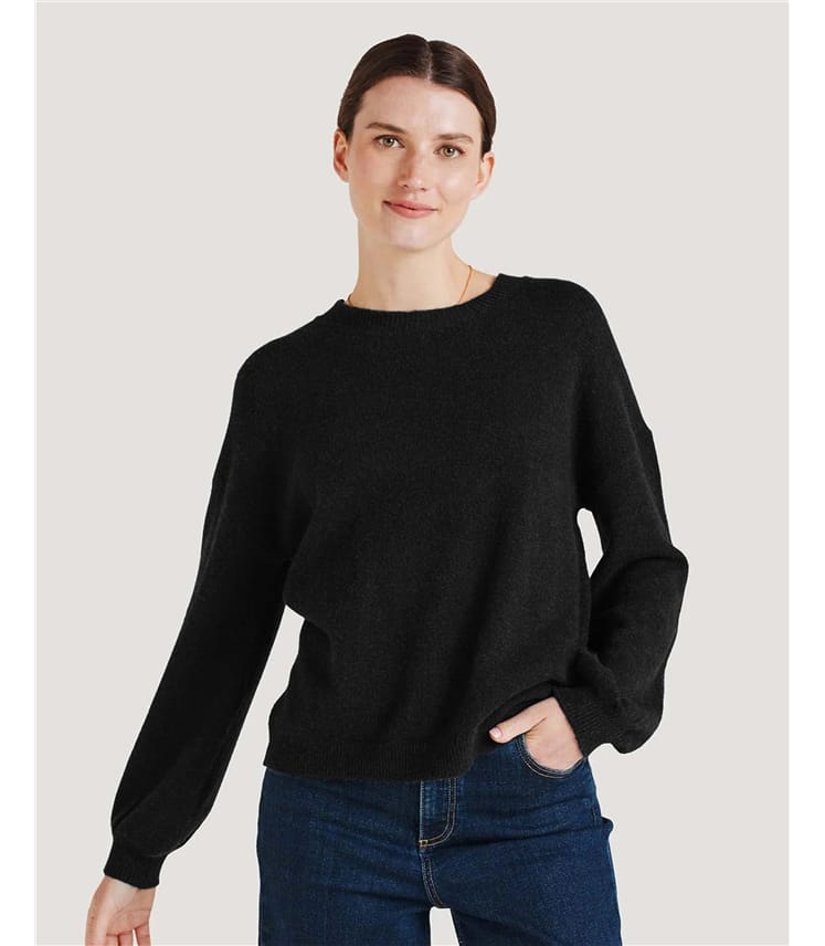 Balloon sleeve black jumper best sale