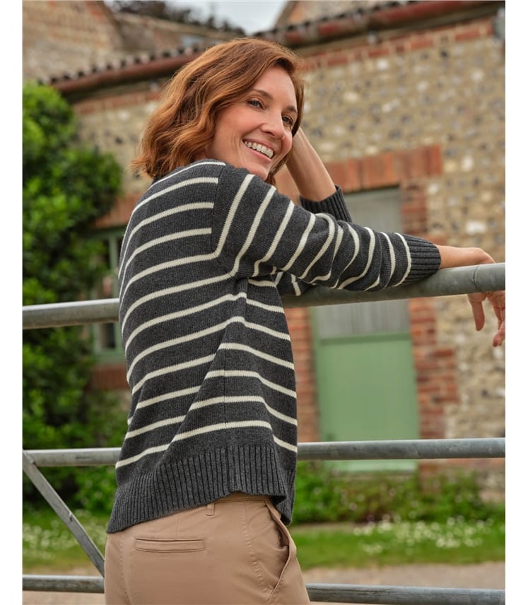 Cardigan zippé à rayures breton