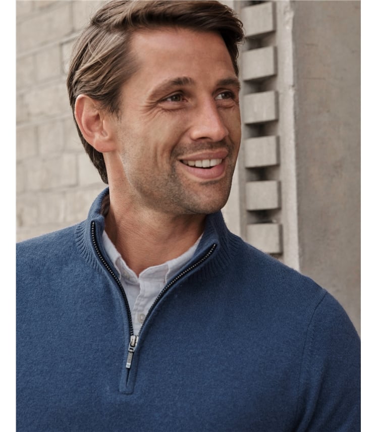 Mens Cashmere Zip Neck Sweater