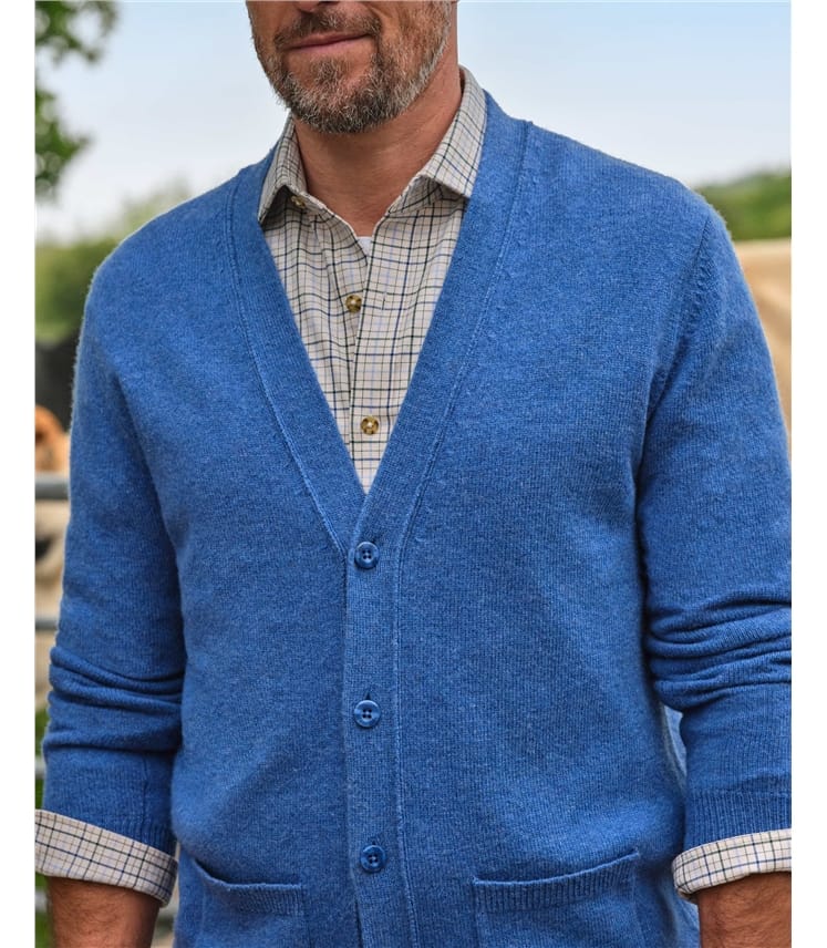 Mens Lambswool V Neck Cardigan